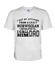 Load image into Gallery viewer, Attitude From Crazy Norwegian Dad Norway Love T-Shirt For Dad Guys V-Neck