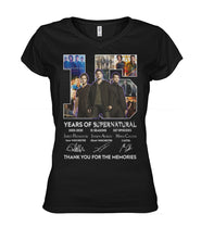 Load image into Gallery viewer, Supernatural 15 Years Anniversary Gift For Fan Black T-Shirt Ladies V-Neck
