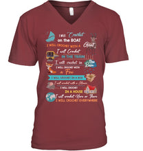 Load image into Gallery viewer, Crocheting Everywhere Black Quote T-Shirt Guys V-Neck