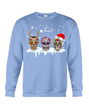 Load image into Gallery viewer, Merry Christmas Three Skulls Christmas T-Shirt Gift Sweatshirt