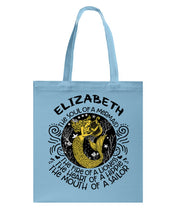 Load image into Gallery viewer, Elizabeth The Soul Of A Mermaid Horoscope T-Shirt Basketweave Tote Bag