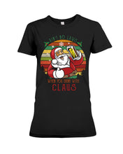Load image into Gallery viewer, Santa Claus Beer Gift For Christmas Black T-Shirt Ladies Tee