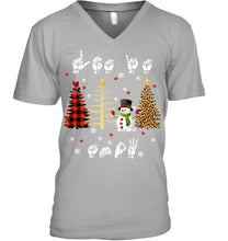 Load image into Gallery viewer, Let It Snow Christmas Snowman Asl Gift Tee Guys V-Neck