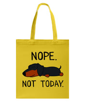 Load image into Gallery viewer, Nope Dachshund Not Today Basketweave Tote Bag
