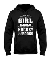 Load image into Gallery viewer, Girl Who Loves Hockey And Books Quote Name T-Shirt Hoodie