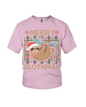 Load image into Gallery viewer, Merry Slothmas Christmas Gift For Kids Family Gift T-Shirt Youth Tee