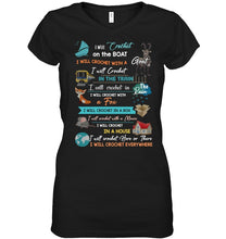 Load image into Gallery viewer, Crocheting Everywhere Black Quote T-Shirt Ladies V-Neck