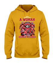 Load image into Gallery viewer, A Woman Loves Georgia Bulldogs Custom Tee Hoodie