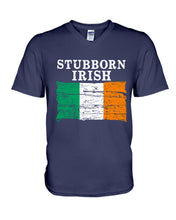 Load image into Gallery viewer, Stubborn Irish Flag Love Ireland Custom T-Shirt Guys V-Neck