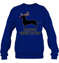 Load image into Gallery viewer, Dachshund Reindeer Through The Snow Christmas Gift Shirt Sweatshirt