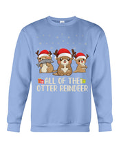 Load image into Gallery viewer, Merry Ottermas All Of The Otter Reindeer Black T-Shirt Sweatshirt