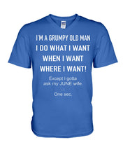Load image into Gallery viewer, Grumpy Old Man June Wife Black Quote T-Shirt Guys V-Neck