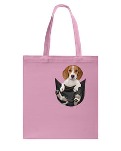 Beagle In The Pocket Funny T-Shirt Basketweave Tote Bag