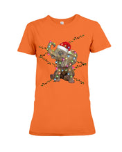 Load image into Gallery viewer, Elephant Color Light Christmas Gift Tee Ladies Tee