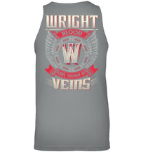 Load image into Gallery viewer, Wright Blood Runs Through Veins Black Quote Name T-Shirt Unisex Tank Top