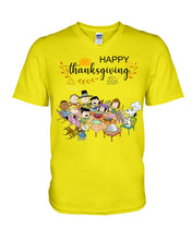 Load image into Gallery viewer, Snoopy Happy Thanksgiving T-Shirt Guys V-Neck