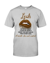 Load image into Gallery viewer, Leah A Mouth She Can't Control Quote Name T-Shirt Guys Tee
