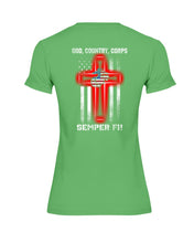 Load image into Gallery viewer, God Country Corps Semper Fi Black T-Shirt Ladies Tee