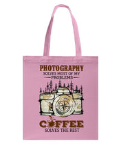 Load image into Gallery viewer, Solve Most Problems Camera Map Photography T-Shirt Basketweave Tote Bag