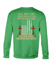 Load image into Gallery viewer, Lived By A Code Back Side T-Shirt Sweatshirt