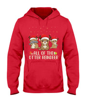 Load image into Gallery viewer, Merry Ottermas All Of The Otter Reindeer Black T-Shirt Hoodie