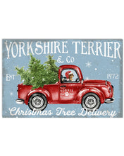 Load image into Gallery viewer, Yorkshire Terrier On Red Christmas Red Truck Gift For Yorkshire Lover Vertical Poster