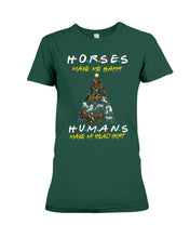 Load image into Gallery viewer, Horses Make Me Happy Christmas Tree Gift For Horse Lovers Ladies Tee