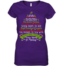 Load image into Gallery viewer, Christmas Tree Eleven Fabric Bundles T-Shirt Ladies V-Neck