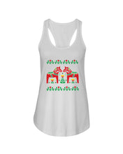 Load image into Gallery viewer, Swedish Dala Horse Gift White T-Shirt Ladies Flowy Tank