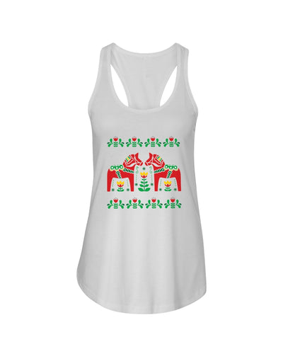 Swedish Dala Horse Gift White T-Shirt Ladies Flowy Tank