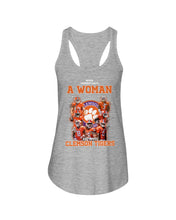 Load image into Gallery viewer, A Woman Loves Clemson Tigers Gift For Fans T-Shirt Ladies Flowy Tank