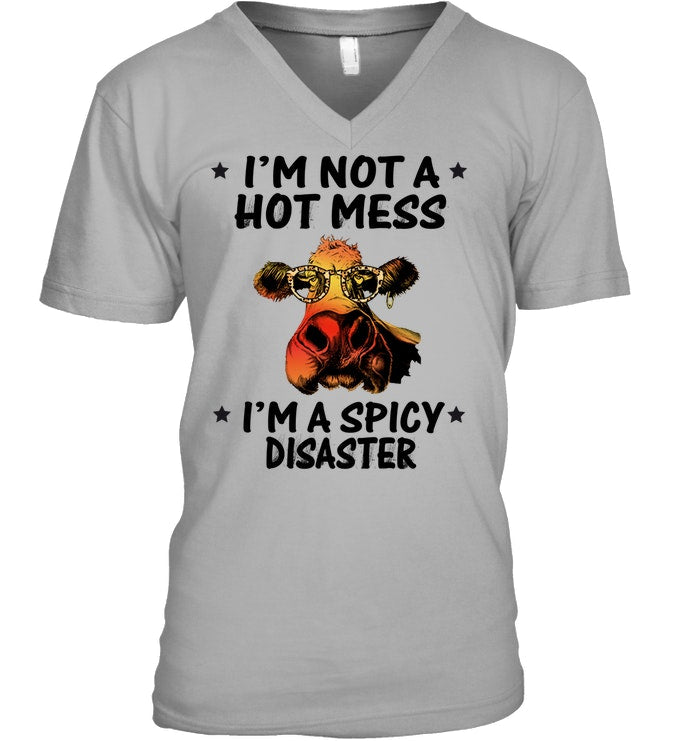 Heifer Not A Hot Mess Spicy Disaster Funny Quote Tee Guys V-Neck