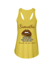 Load image into Gallery viewer, Samantha A Mouth She Can't Control Lipsquote Name T-Shirt Ladies Flowy Tank