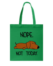 Load image into Gallery viewer, Dachshund Nope Not Today For Dachshunds Lovers Basketweave Tote Bag