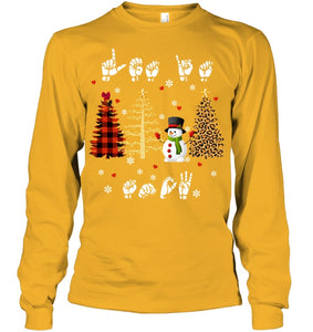 Let It Snow Christmas Snowman Asl Gift Tee Unisex Long Sleeve