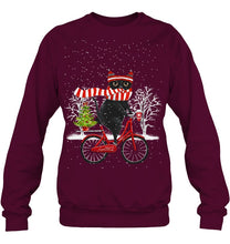 Load image into Gallery viewer, Winter Cat Riding Bicycle Christmas Gift T-Shirt Sweatshirt