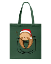 Load image into Gallery viewer, Pocket Slothmas Christmas Gift Funny T-Shirt Basketweave Tote Bag
