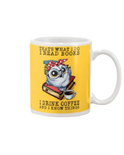 Load image into Gallery viewer, Cute Owl Read Books And Drink Coffee Funny T-Shirt Mug