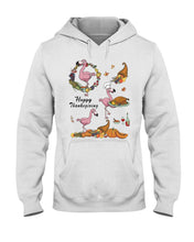Load image into Gallery viewer, Flamingo Happy Thanksgiving Hoodie