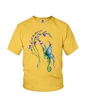 Load image into Gallery viewer, Dragon With Butterfly Wings Dragon Flowers Youth Tee