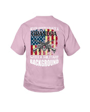 Load image into Gallery viewer, Never Underestimate A Grandpa Black T-Shirt Youth Tee