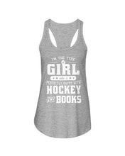 Load image into Gallery viewer, Girl Who Loves Hockey And Books Quote Name T-Shirt Ladies Flowy Tank