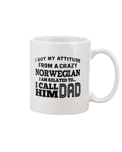 Attitude From Crazy Norwegian Dad Norway Love T-Shirt For Dad Mug