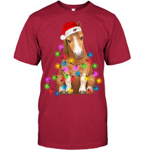 Load image into Gallery viewer, Horse Lights Christmas Gift Guys Tee