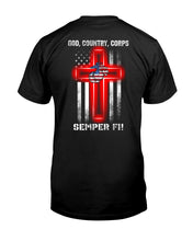 Load image into Gallery viewer, God Country Corps Semper Fi Black T-Shirt Guys Tee
