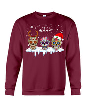 Load image into Gallery viewer, Merry Christmas Three Skulls Christmas T-Shirt Gift Sweatshirt