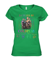 Load image into Gallery viewer, 24 Years Of Coldplay Black T-Shirt Ladies V-Neck