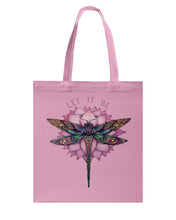 Load image into Gallery viewer, Let It Be Dragonfly Lotus Basketweave Tote Bag