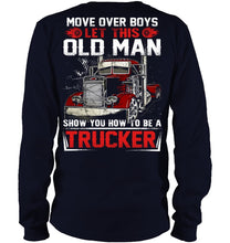 Load image into Gallery viewer, Old Trucker Move Over Boys Black T-Shirt Unisex Long Sleeve