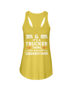 3S And 8S Trucker Lovers Black T-Shirt Ladies Flowy Tank